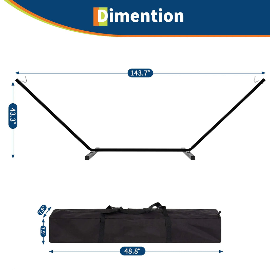 【Summer Sale】Heavy Duty Portable Double Hammock with Stand, 475 lbs Capacity, Portable Design with Balance Rope, for Patio Backyard Garden Beach, Summer Vibe, Backyard Hammock, Outdoor Patio Furniture